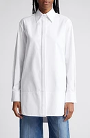 Brandon Maxwell The Jade Long Sleeve Cotton Button-Up Shirt White at Nordstrom,