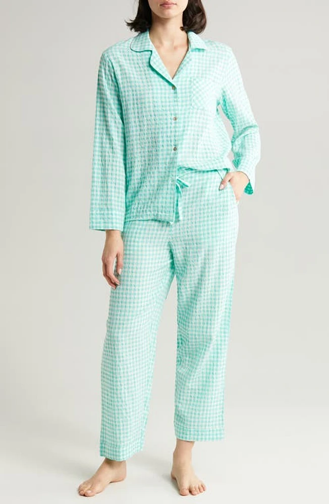 Papinelle Gingham Seersucker Pajamas Light Teal at Nordstrom,