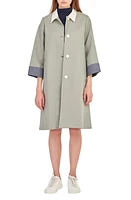 English Factory Plaid Cuff Detail Cotton Blend Trench Coat Dark Green at Nordstrom,