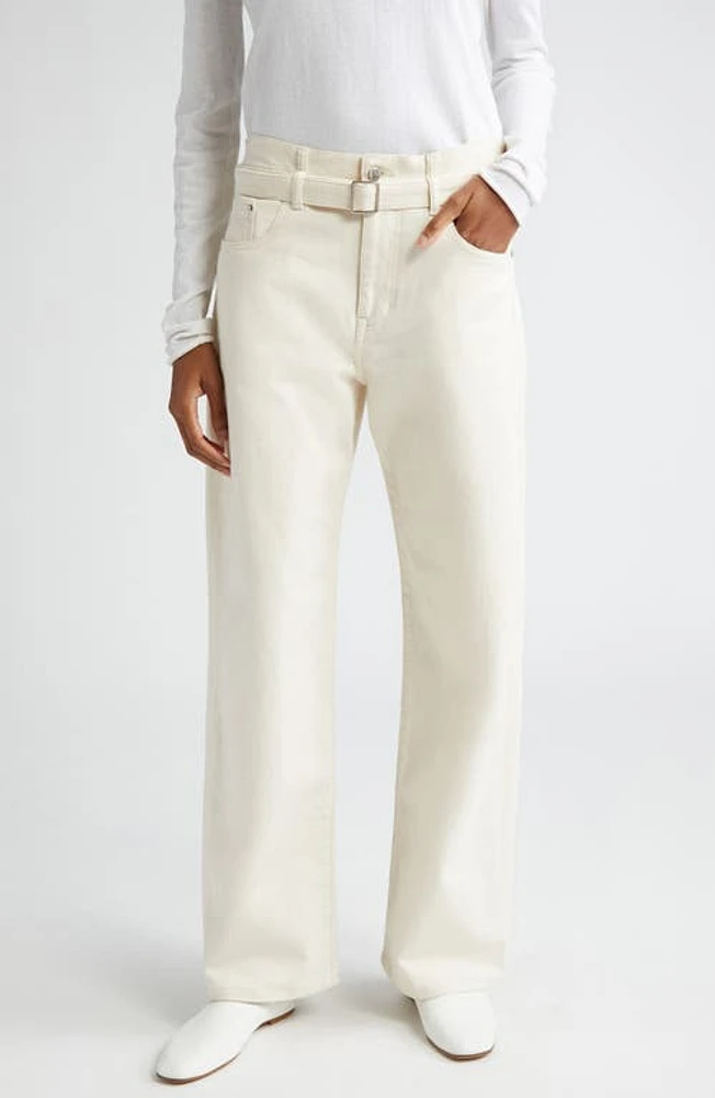 Proenza Schouler Ellsworth Stretch Denim Belted Jeans Ecru at Nordstrom,