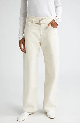 Proenza Schouler Ellsworth Stretch Denim Belted Jeans Ecru at Nordstrom,