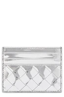 Bottega Veneta Intrecciato Metallic Leather Card Case in Silver/Silver at Nordstrom