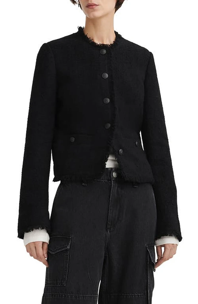 rag & bone Carmen Fringe Tweed Jacket Black at Nordstrom,