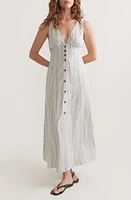 Marine Layer Camila Stripe Sleeveless Hemp Blend Maxi Dress Denim/White at Nordstrom,