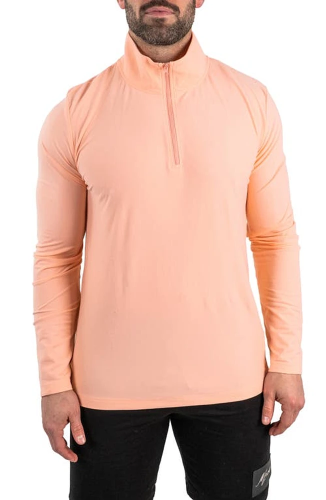 Maceoo Quarter Zip Egyptian Cotton Polo Orange at Nordstrom,