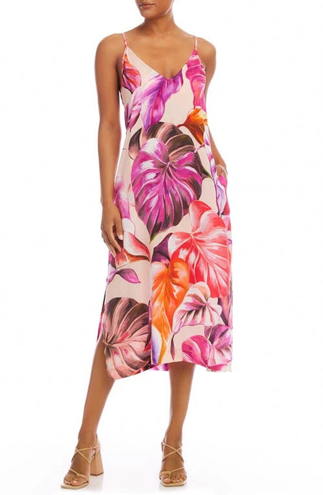 Karen Kane Floral Print Midi Sundress White at Nordstrom,