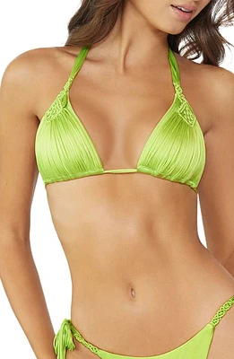 PQ SWIM Mila Macramé Triangle Bikini Top Lime at