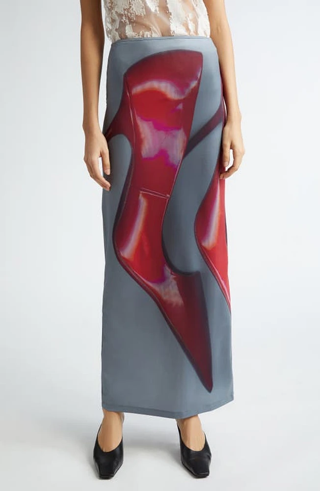 Acne Studios x Katerina Jebb Emay Maxi Skirt Dark Grey/Red at Nordstrom,