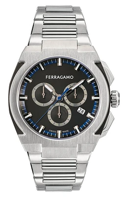 FERRAGAMO Supreme Chronograph Bracelet Watch, 43mm in Stainless Steel at Nordstrom