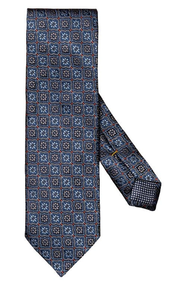 Eton Floral Medallion Silk Tie in Navy at Nordstrom