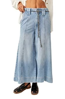 Free People Sheer Luck Belted Crop Wide Leg Jeans Bright Eyes at Nordstrom,