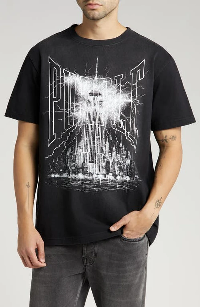 PURPLE BRAND Oversize Heavyweight Graphic T-Shirt Black at Nordstrom,