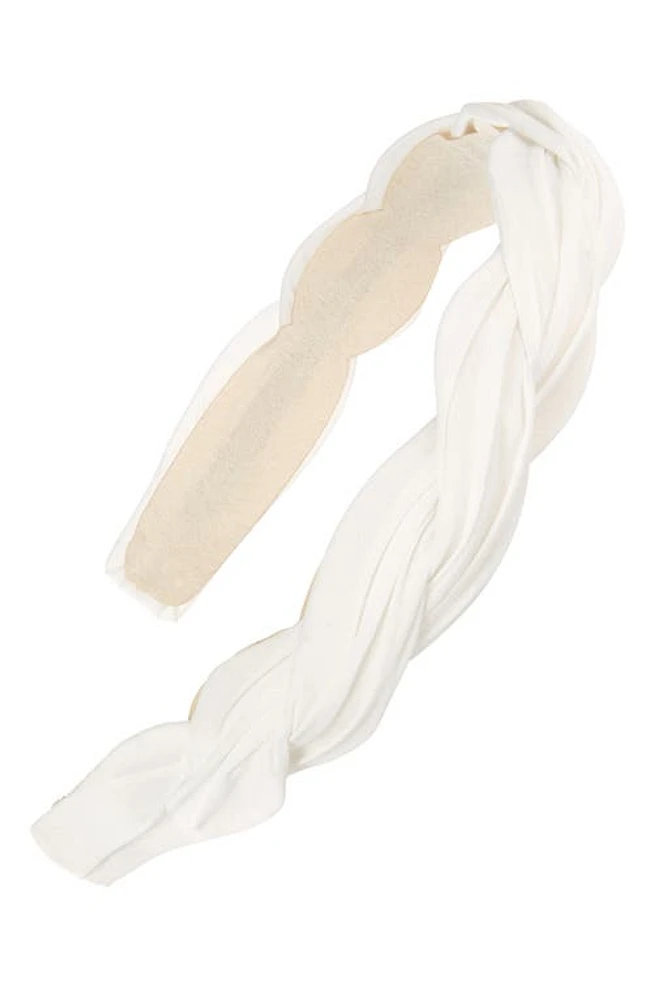 Tasha Braided Pleated Headband in White at Nordstrom