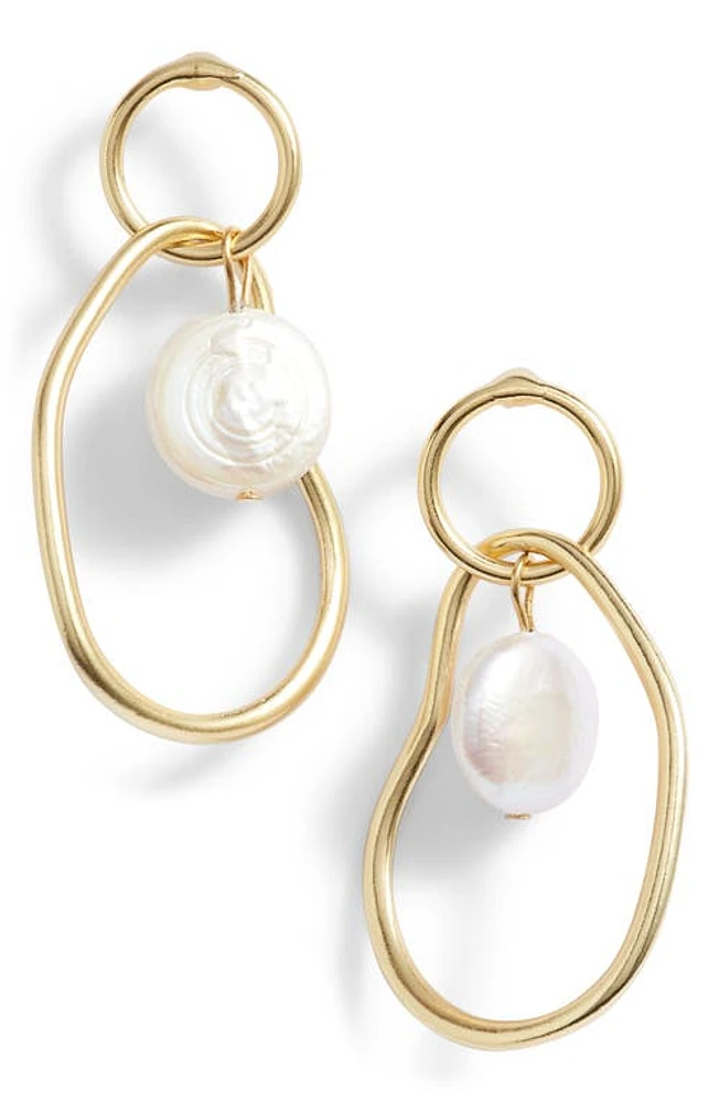 Karine Sultan Link Drop Earrings with Cultured Pearl in Gold at Nordstrom