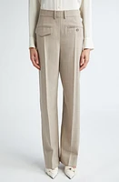 Victoria Beckham Reverse Front Virgin Wool Pants in Sesame at Nordstrom, Size 4 Us