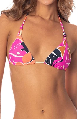 Maaji Jungle Reef Nyla Reversible Triangle Bikini Top Pink at Nordstrom,