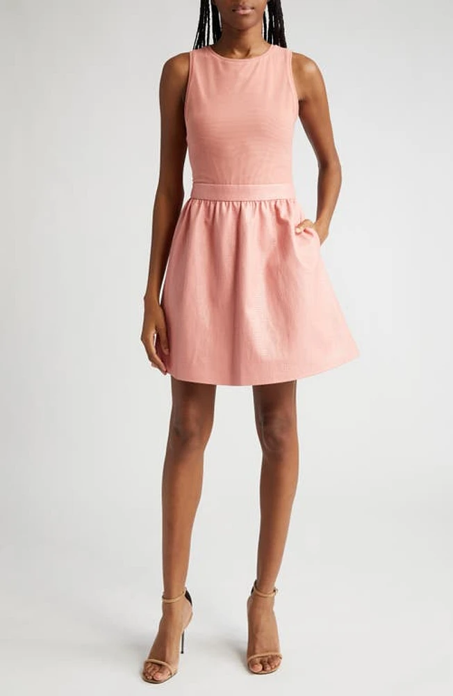 Alice + Olivia Chara Mixed Media Sleeveless Dress Rose at Nordstrom,