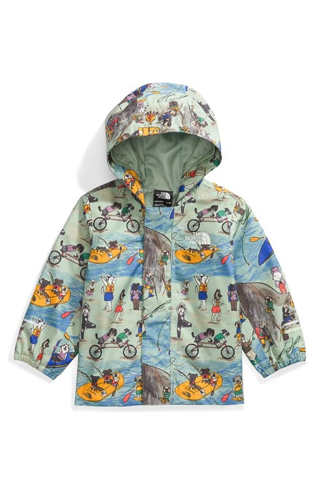 The North Face Antora Waterproof Recycled Polyester Rain Jacket Misty Sage Tnf Design Dogs at Nordstrom,