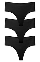 EBY Assorted 3-Pack High Waist Thongs Black at Nordstrom,