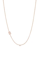 BYCHARI Asymmetric Initial & Diamond Pendant Necklace in 14K Rose Gold-B at Nordstrom