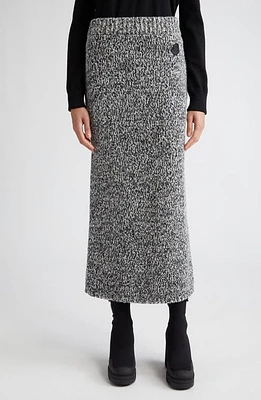 Moncler Wool Blend Mouliné Sweater Skirt Black at Nordstrom,