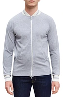 Emanuel Berg Merino Wool & Cotton Zip Cardigan Silver at Nordstrom,