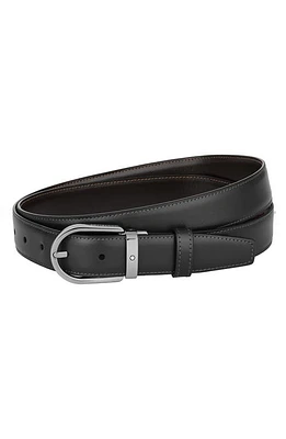 Montblanc Horseshoe Buckle Reversible Leather Belt in Black at Nordstrom