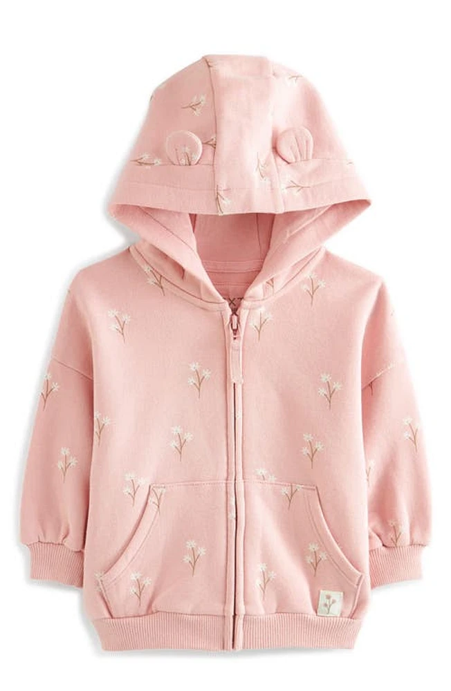 NEXT Kids' Floral Zip-Up Hoodie in Pink at Nordstrom, Size 5-6Y