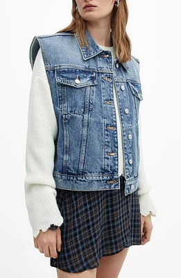 MANGO Oversize Denim Vest in Medium Blue at Nordstrom, Size X-Small