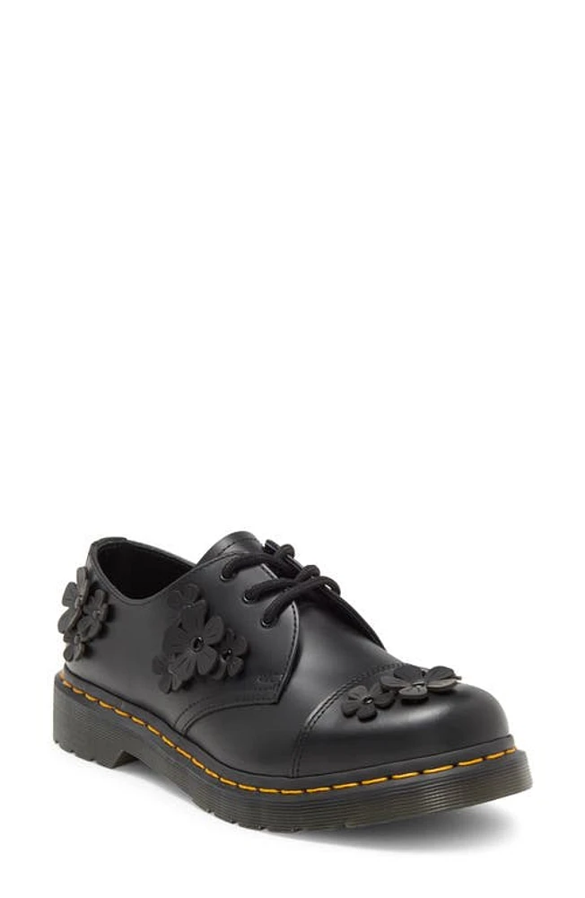 Dr. Martens 1461 Floral Appliqué Derby Black Smooth at Nordstrom,