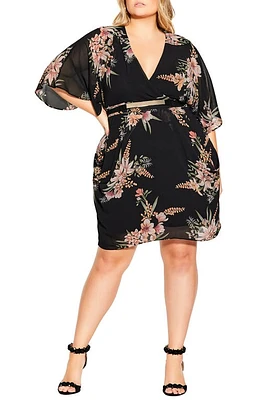 City Chic Floral Print Faux Wrap Dress Gypsy at Nordstrom