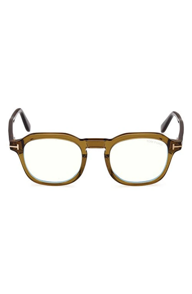 TOM FORD 49mm Blue Light Blocking Glasses in Dark Green/Other at Nordstrom