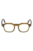 TOM FORD 49mm Blue Light Blocking Glasses in Dark Green/Other at Nordstrom