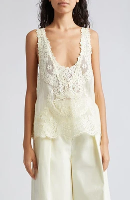 Zimmermann Natura Floral Lace Linen & Silk Tank Lemon at Nordstrom,