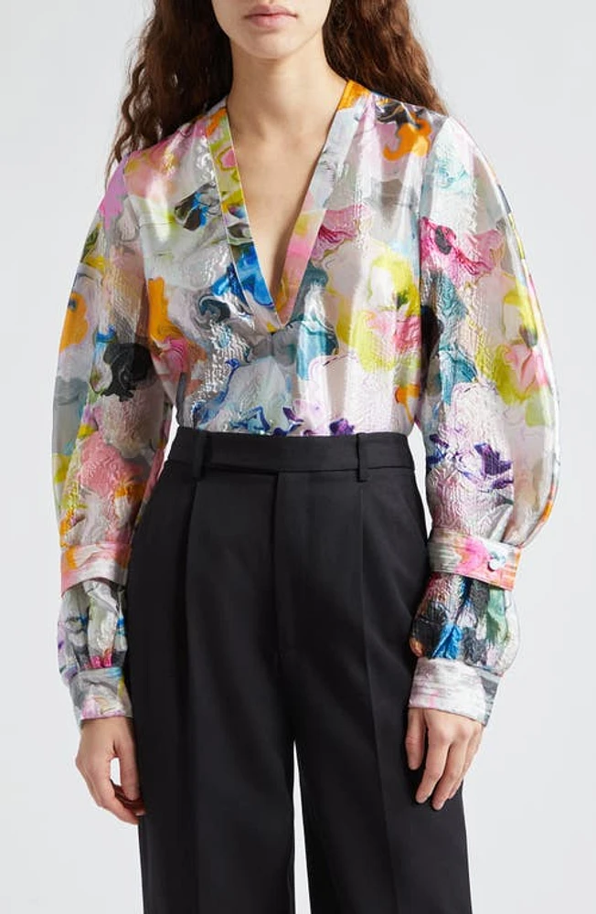 Stine Goya Nandya Floral Print Top Liquified Orchid at Nordstrom,