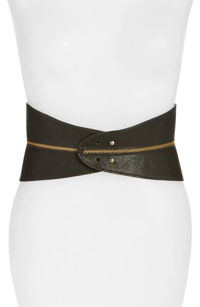 Raina Leather Corset Belt Blk/white at Nordstrom,