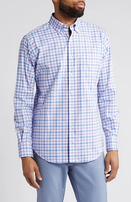 Peter Millar Castine Crown Lite Check Stretch Button-Down Shirt Wild Lilac at Nordstrom,