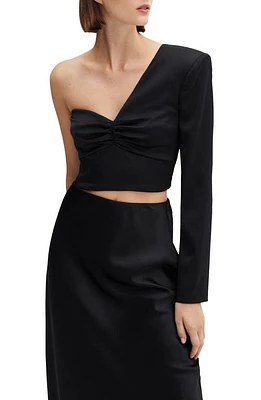 MANGO Asymmetric Crop Top in Black at Nordstrom, Size 6