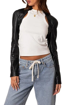 EDIKTED Faux Leather Shrug Jacket Black at Nordstrom,