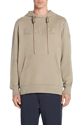 Moncler Logo Appliqué Cotton Hoodie Mud Brown at Nordstrom,