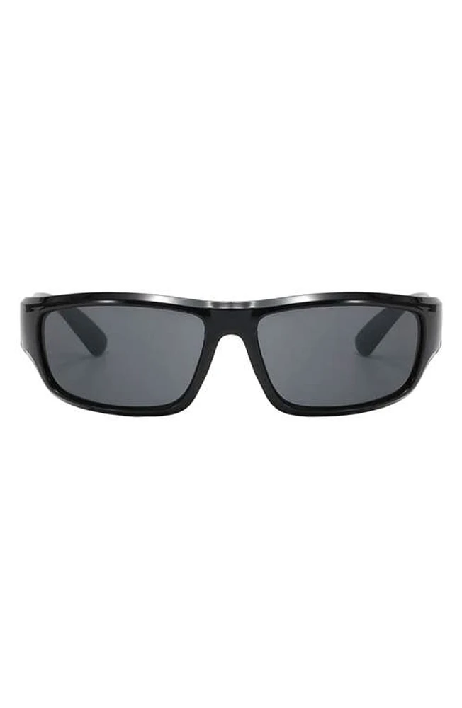 Fifth & Ninth Remi Sporty 61mm Polarized Rectangular Sunglasses in Black/Black at Nordstrom