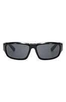 Fifth & Ninth Remi Sporty 61mm Polarized Rectangular Sunglasses in Black/Black at Nordstrom