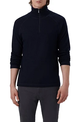 Bugatchi Quarter Zip Pullover Navy at Nordstrom,