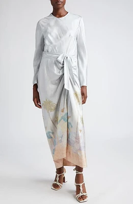 Zimmermann Dancer Print Draped Long Sleeve Silk Dress at Nordstrom,