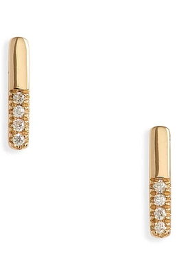 Dana Rebecca Designs Sylvie Pavé Diamond Bar Stud Earrings in Yellow Gold at Nordstrom