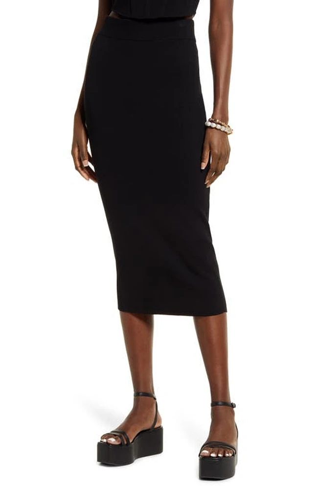 Open Edit Rib Pencil Skirt in Black at Nordstrom, Size X-Large