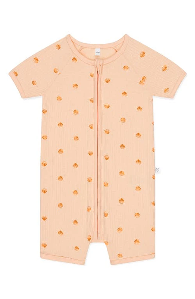 MORI Clever Zip Scallop Print Fitted One-Piece Short Pajamas at Nordstrom, Size 0-3M