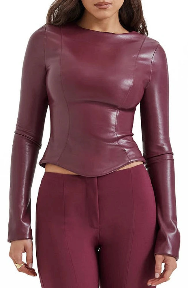 HOUSE OF CB Mylah Faux Leather Top Windsor Wine at Nordstrom,