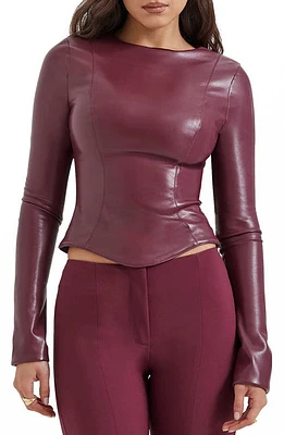 HOUSE OF CB Mylah Faux Leather Top Windsor Wine at Nordstrom,