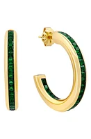 Crislu Cubic Zirconia Hoop Earrings in Emerald at Nordstrom